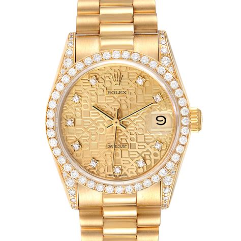 rolex president 18kt gold diamond watch|women's presidential Rolex with diamonds.